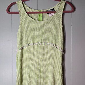 THE VINTAGE Summer Sun Dress Green Gingham Check
